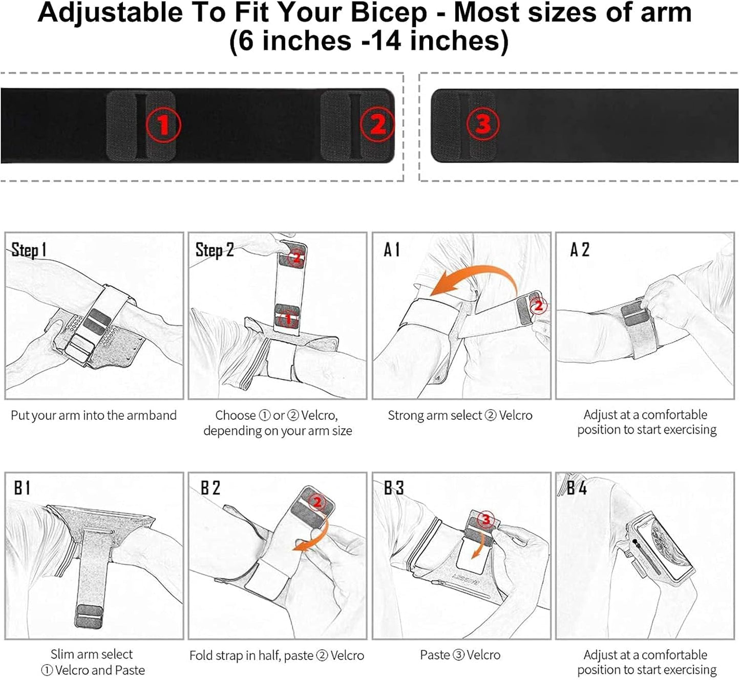 Running Armband for iPhone & Galaxy | Water Resistant Sports Phone Holder with Earphone Bag & Zipper Slot for 6.7" Phones