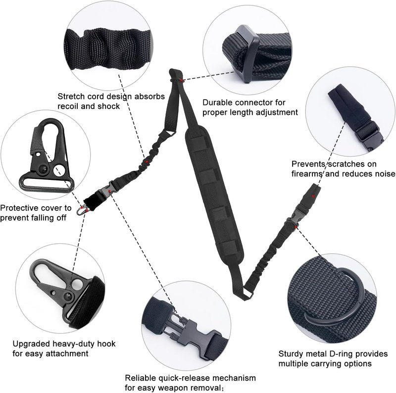 Upgraded Rifle Sling - Soft Shoulder Pad, Anti-Drop Cover & Adjustable Length | 2-Point Design
