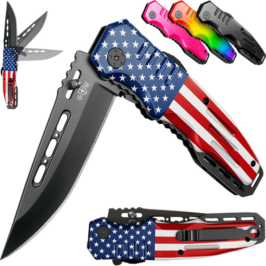 Spring Assisted Knife - Pocket Folding Knife - Military Style - Tactical Knife - Good for Camping Hunting Survival Indoor and Outdoor Activities Mens Gift - Stocking Stuffers 6681 F