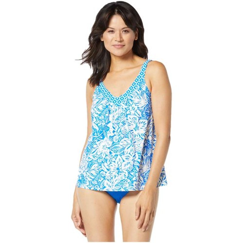 COCO REEF Loose Fit Tankini Top — Bra Sized Underwire V-Neck Swim Top — Bungalow Floral 36C