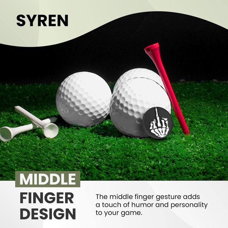 Ultimate Bone Black base Middle Finger Golf Ball Marker with Magnetic Hat Clip | Alignment Ball Mark, Funny Golf Accessories - Great Gift for Golf Lovers Golf Cap Premium Gifts, Golf Enthusiasts Gifts