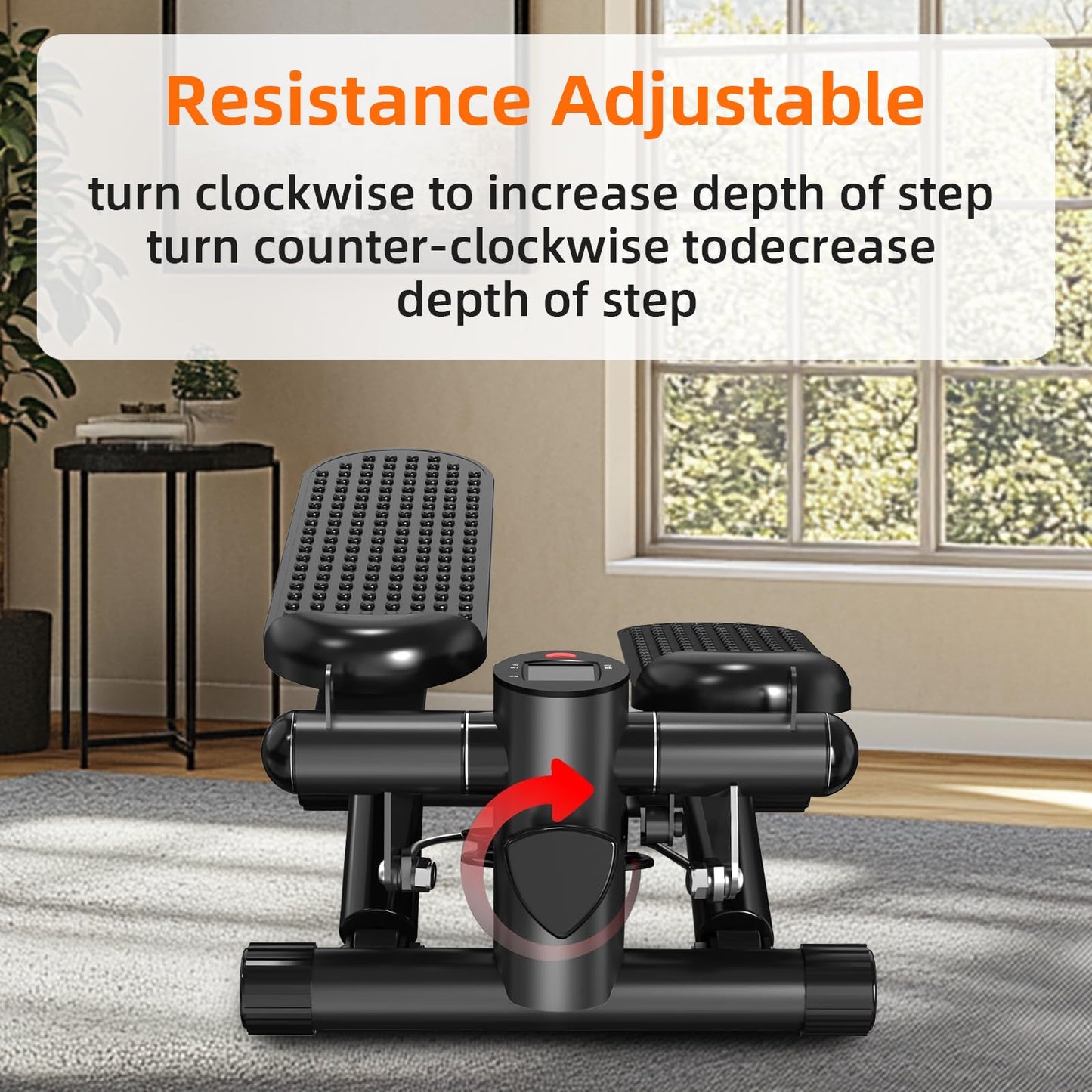 NAYSAYE Stepper for Exercise, Mini Stair Stair Stepper with 300LBS Loading Capacity, Fitness Stepper with LED Smart Display and Resistance Bands for Home Apartment Black