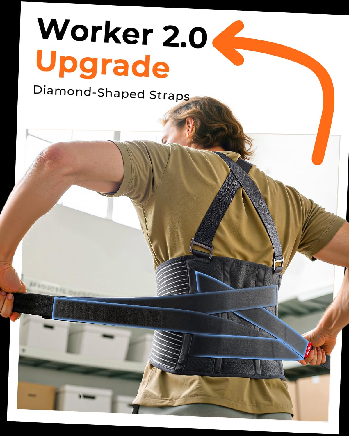 Ultra Breathable Work Back Brace for Men & Women [Upgraded Medical-Grade Support] Lower Back Support Belt with Removable Suspenders - Pain Relief for Lifting, Warehouse, Construction, Moving