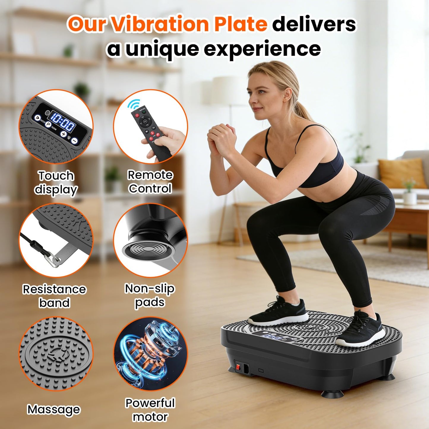 AXV Vibration Plate Fitness Platform Exercise Machine Vibrating Shaking Full Body Shaker Workout Vibrate Stand Shake Board Sport for Weight Loss Fat Burner for Gym Home Office