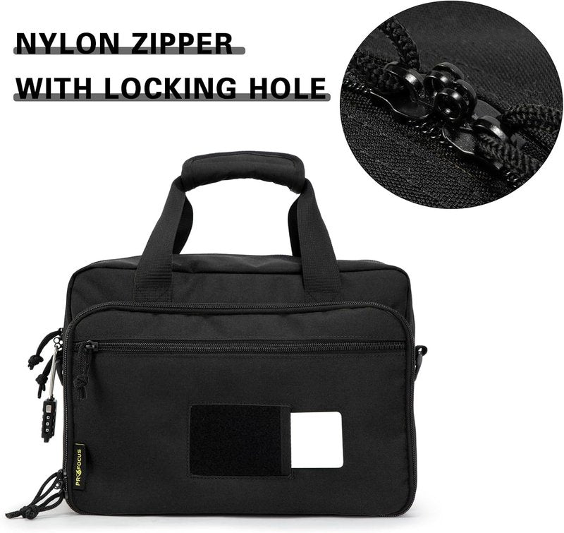 PROFOCUS Small Range Bag - Dual Pistol Handgun Carrying Case with Lockable Zippers | Ideal for Ammo & Revolvers