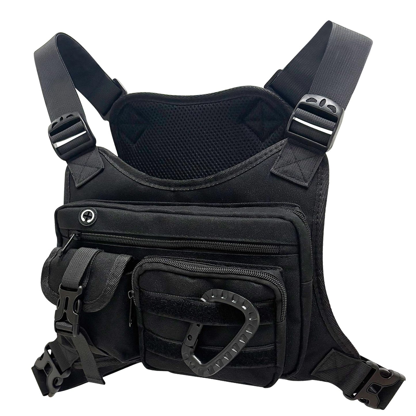 Outdoor Chest Bag for Men & Women Tactical Inspired Sports Utility Chest Pack For Running Cycling Sports EDC Holder Bag - Black