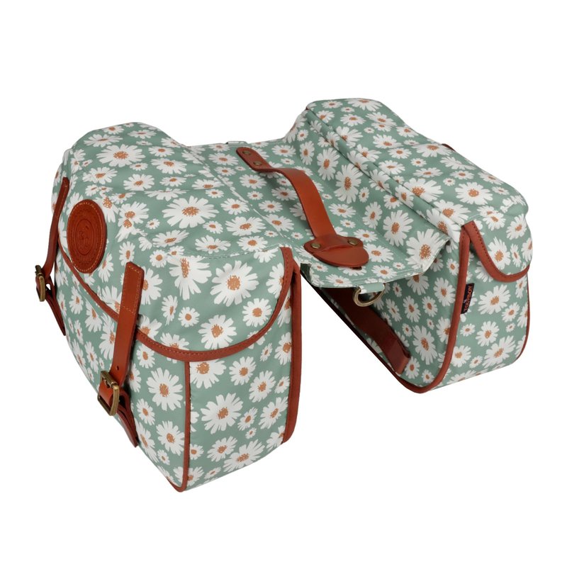 TOURBON Nylon Double Pannier Rear Rack Bag for Bicycle, Bike Saddlebag with Shoulder Strap