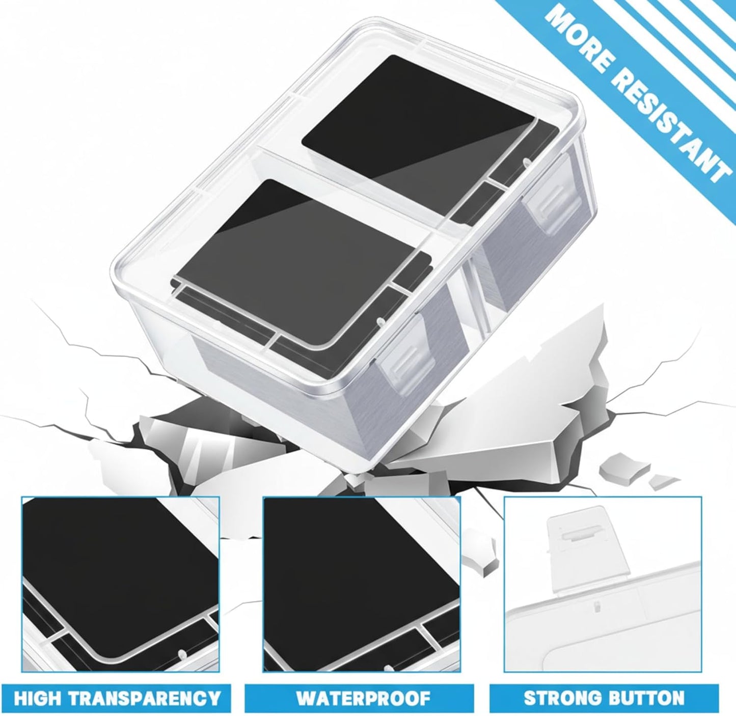 Vicenpal 300 Card Storage Box - Clear Plastic Trading Card Case with Removable Divider | Organizer for MTG, Baseball, Football (4 Pcs)