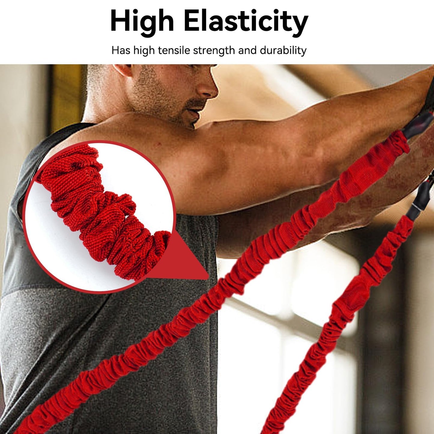 Braided Resistance Bands Pull Rope Fitness Exercise Band Elastic Belt Yoga Power Training Resistance Bands Comfort Grip (Red (15 lbs))
