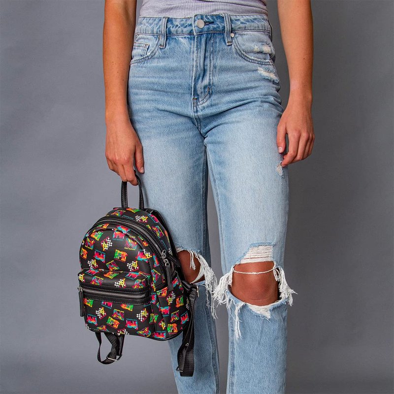 INTIMO MTV Music Television '80s Logo Tossed Print Zippered Mini Small Backpack Bag 10."