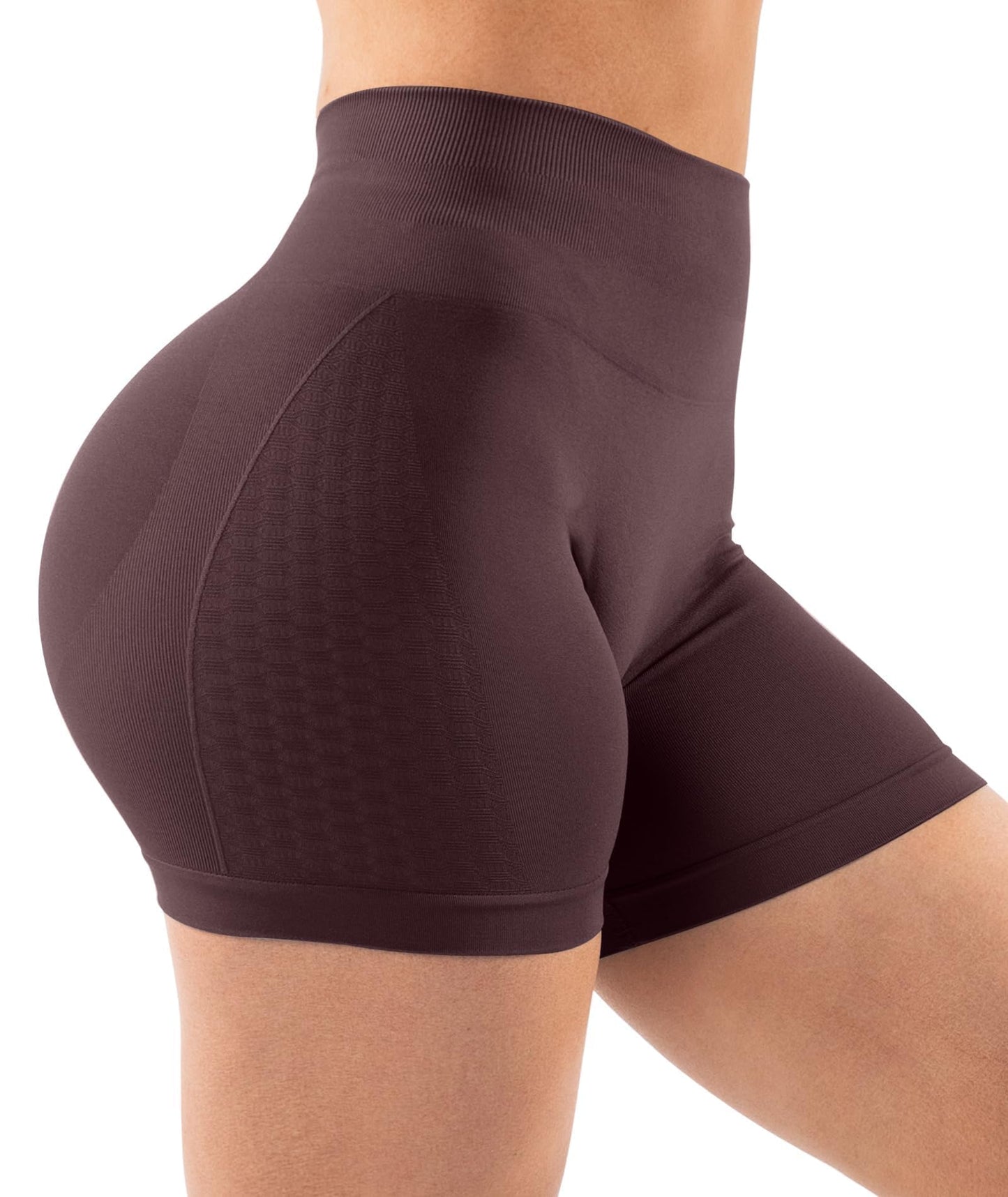 Unthewe Womens Workout Seamless Scrunch Butt Lifting Shorts High Waisted Tummy Control Gym Yoga Shorts(U329-Cashmere-M)