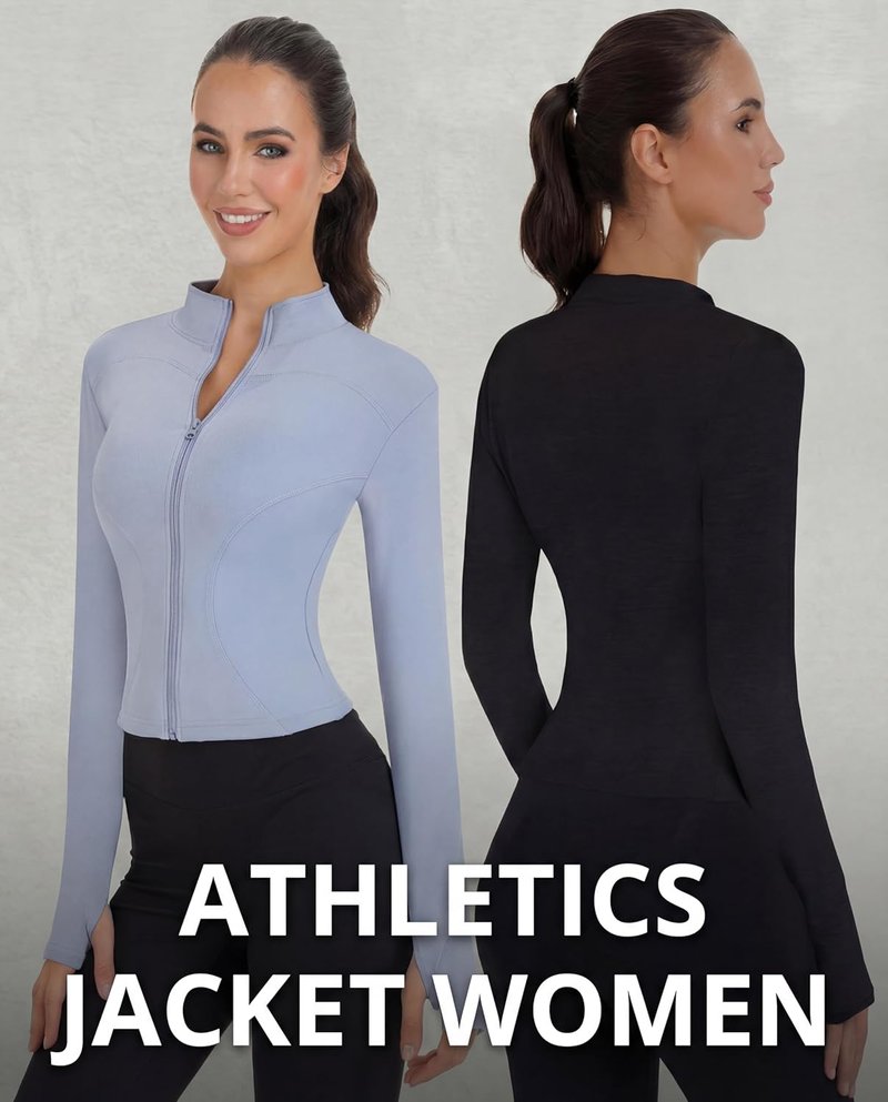 Women's Workout Jacket - Slim Fit Cropped Zip-Up Athletic Top with Thumb Hole | 3 Pack for Gym & Yoga