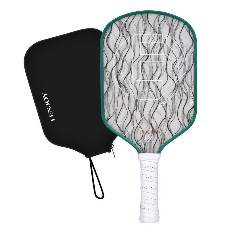 IEJ Pickleball Paddles, Carbon Fiber Fully Encased Metallic Texture Material Surface, Increased Power & Control, 16mm Polymer Core with Larger Sweet Spot Designed for Beginner to Intermediate Players