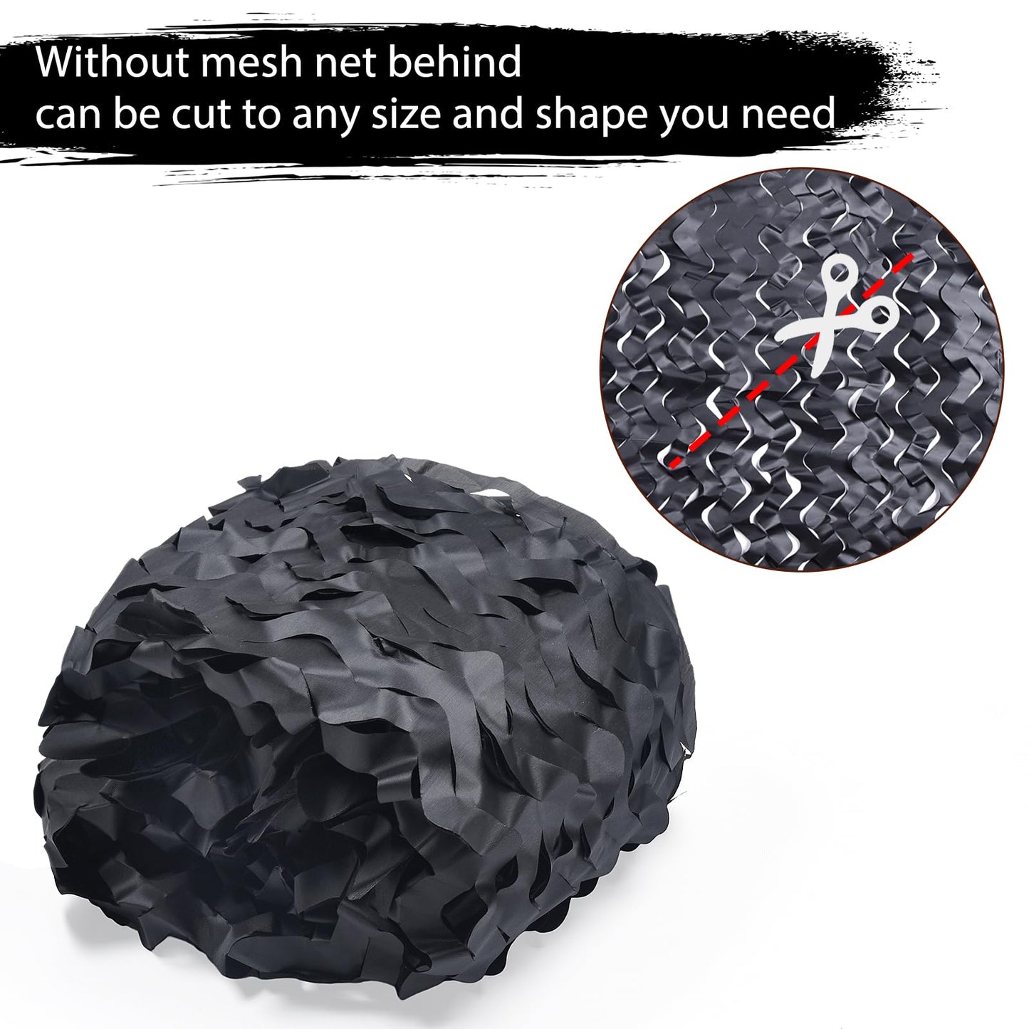 Yeacool Light Weight Camo Netting Camouflage Netting Burlap Camo Tarp Party Decor for Birthday Dinosaur Theme Outdoor Sunshade (Black, 16.4ftx4.9ft, 5m*1.5m)