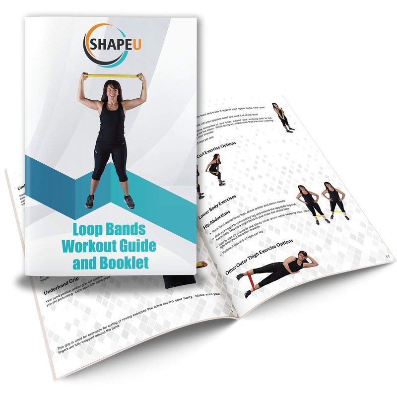 ShapeU Resistance Loop Band Set - Includes 5 Exercise Loop Bands with Carrying Bag, Exercise Instruction Guide Plus Bonus Digital Workouts and Workout EBook