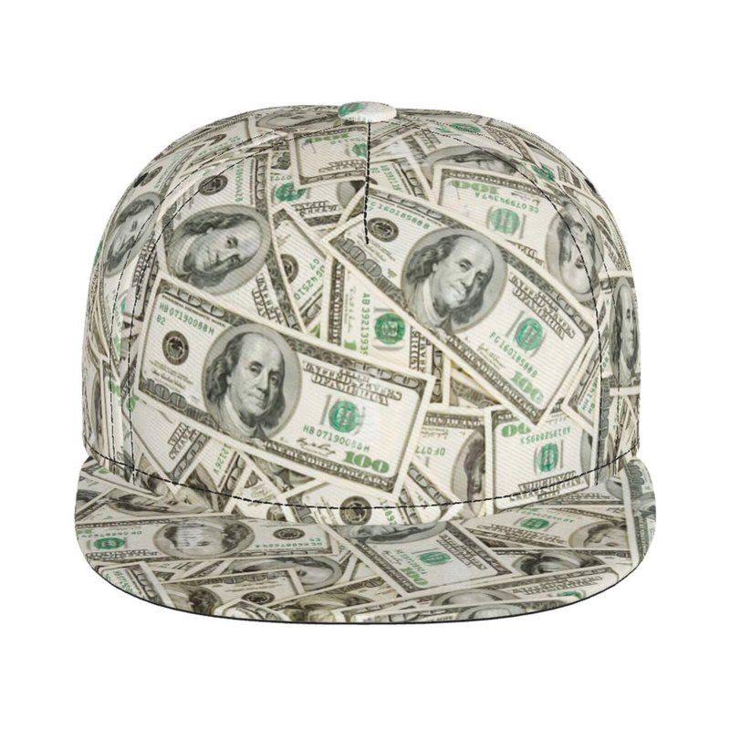 ZLRJYNG Us Dollar Money Baseball Cap for Men Women – Flat Brim Snapback Hat, Adjustable Casual Hat for Daily Wear & Street Style