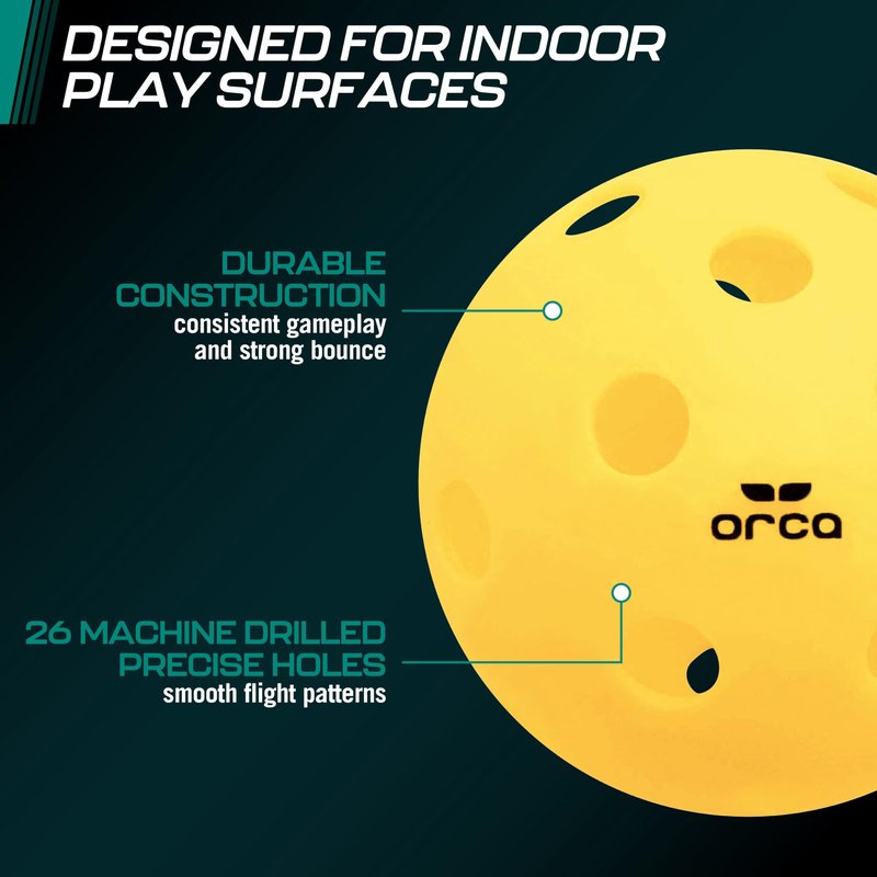 Orca Pickleballs Pi 40, Outdoor 6 Pack, USAPA Approved Official Size 40 Hole Crack-Resistant Ball, Perfect for Tournament Hard-Court Surfaces