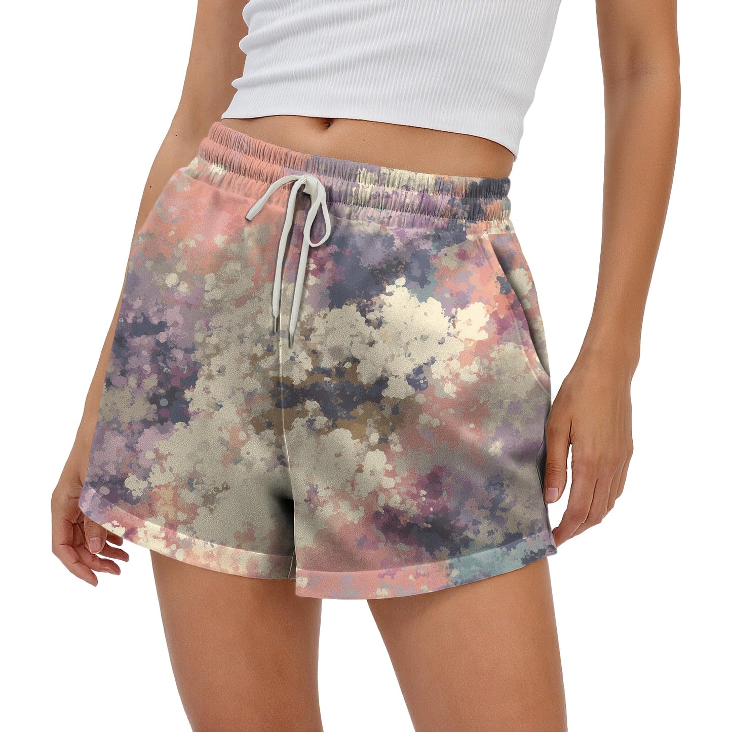 domirica Camouflage Sweat Shorts for Women Lightweight Breathable Comfortable Athletic Shorts with Pockets Women Elastic Waist Soft Casual Sweat Drawstring Design Loose Fit Beachwear Fashion Trendy,S
