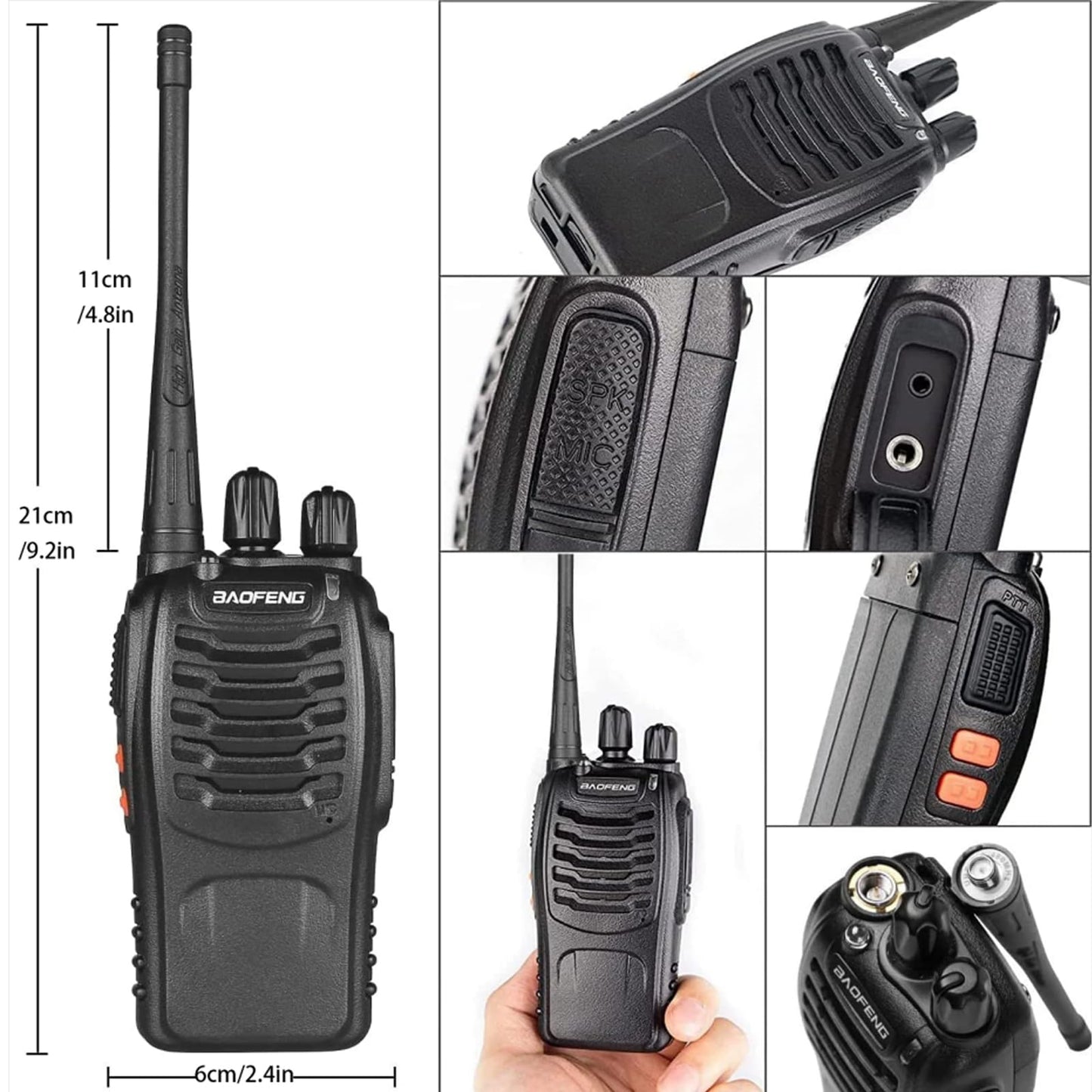 BAOFENG BF-888S Walkie Talkies Long Range for Adults with Earpieces,16 Channel Walkie Talky Rechargeable Handheld Radio for Cruise Hunting Skiing Two Way Radios (3Pack)