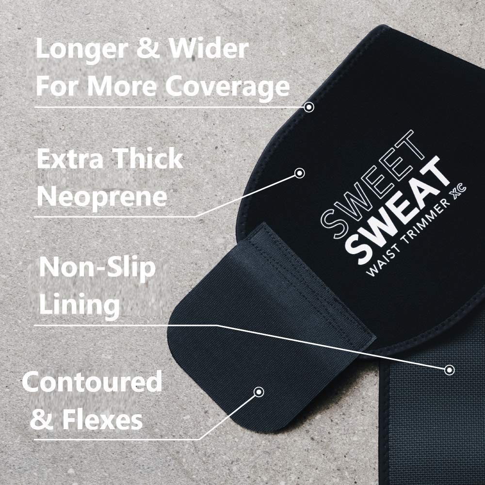 Sweet Sweat Waist Trimmer 'Xtra-Coverage' Belt | Premium Waist Trainer with More Torso Coverage for a Better Sweat! (Small)