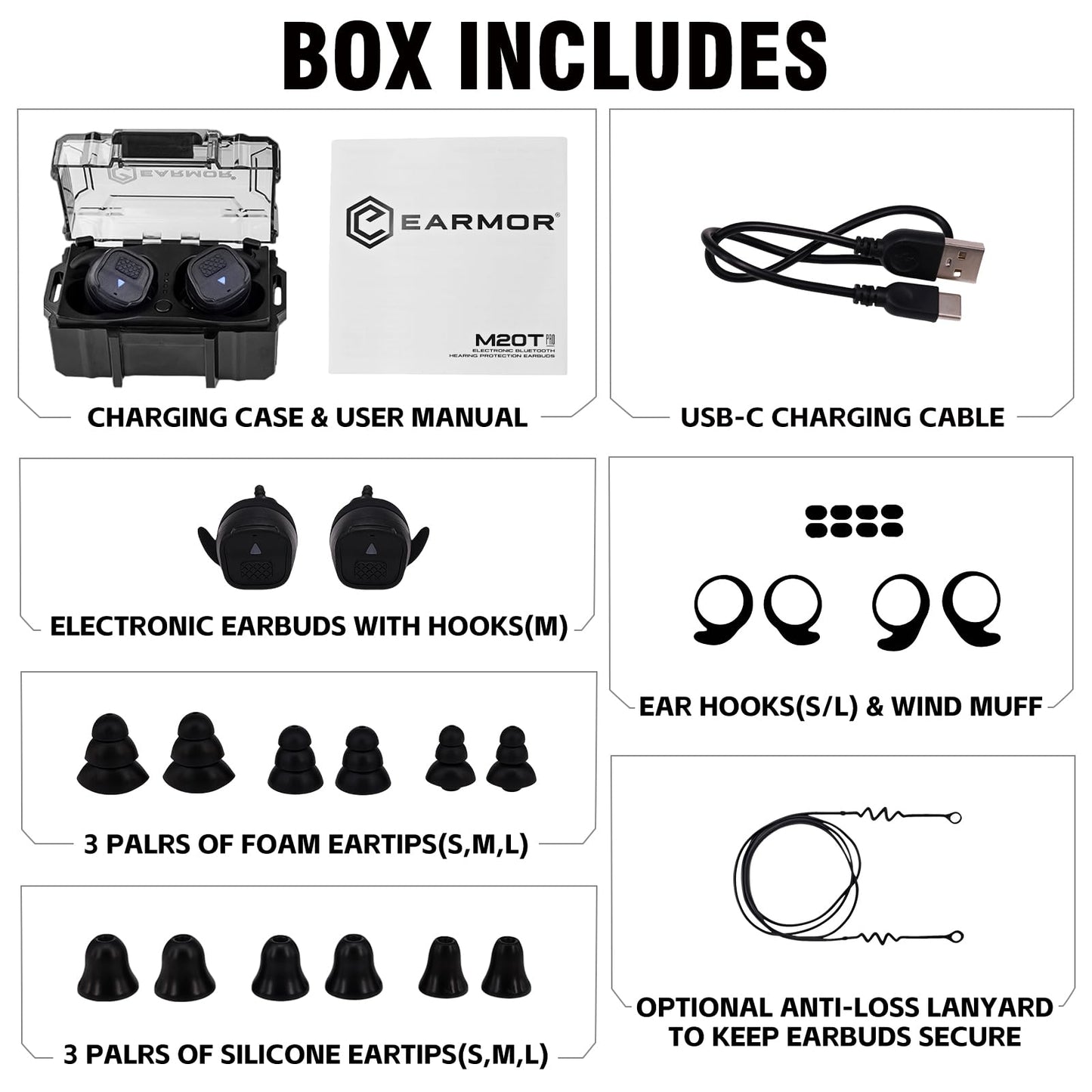 EARMOR Shooting Ear Protection, NRR 30dB Bluetooth 5.4 Wireless Noise Cancelling Sound Amplification Electronic Hearing Protection for Tactical, Hunting, Gun Range M20T PRO