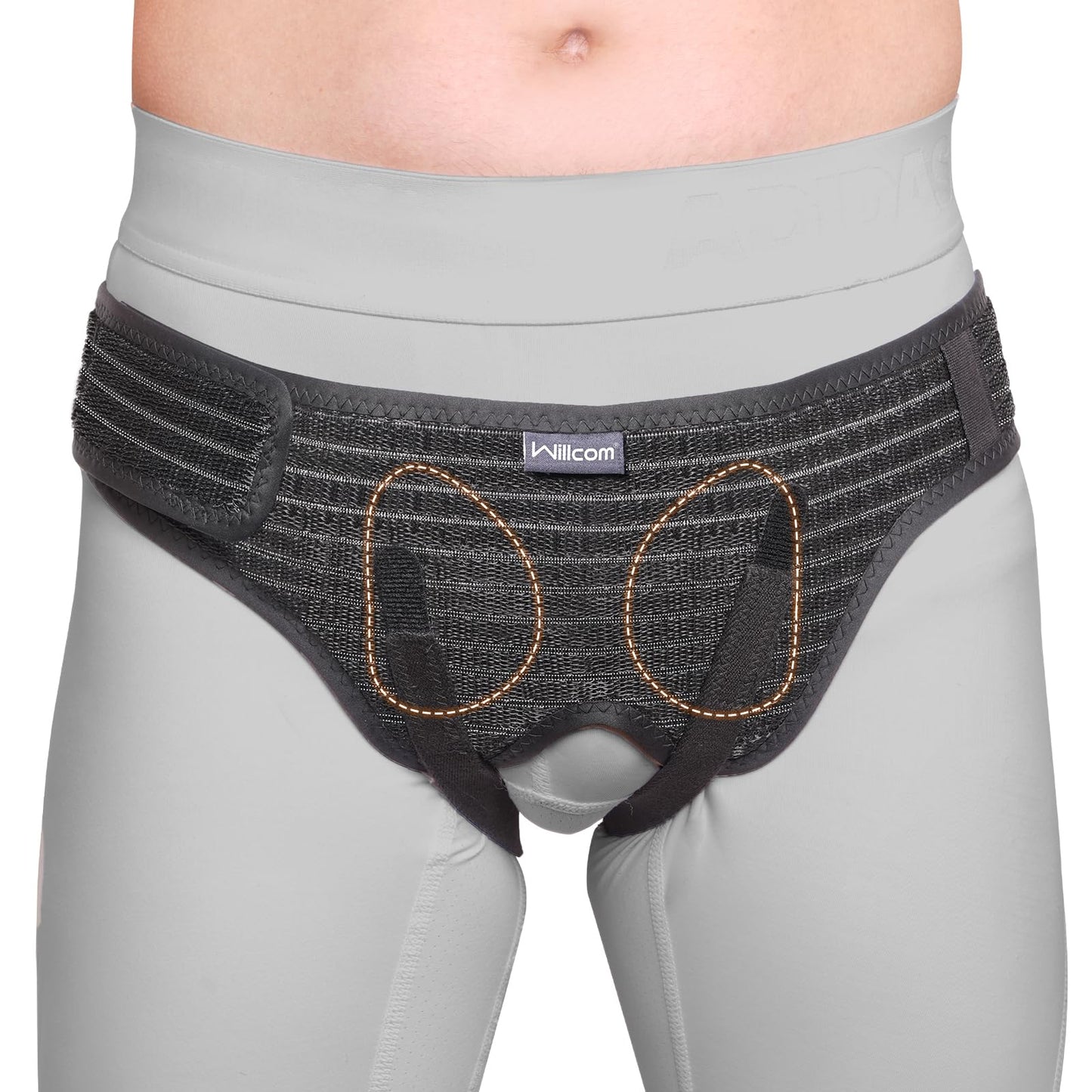 Willcom Hernia Belt for Double Inguinal, Hernia Support Truss for Men and Women, Pain Relief Recovery Adjustable Strap with 2 Removable Medical Compression Pads (Medium)