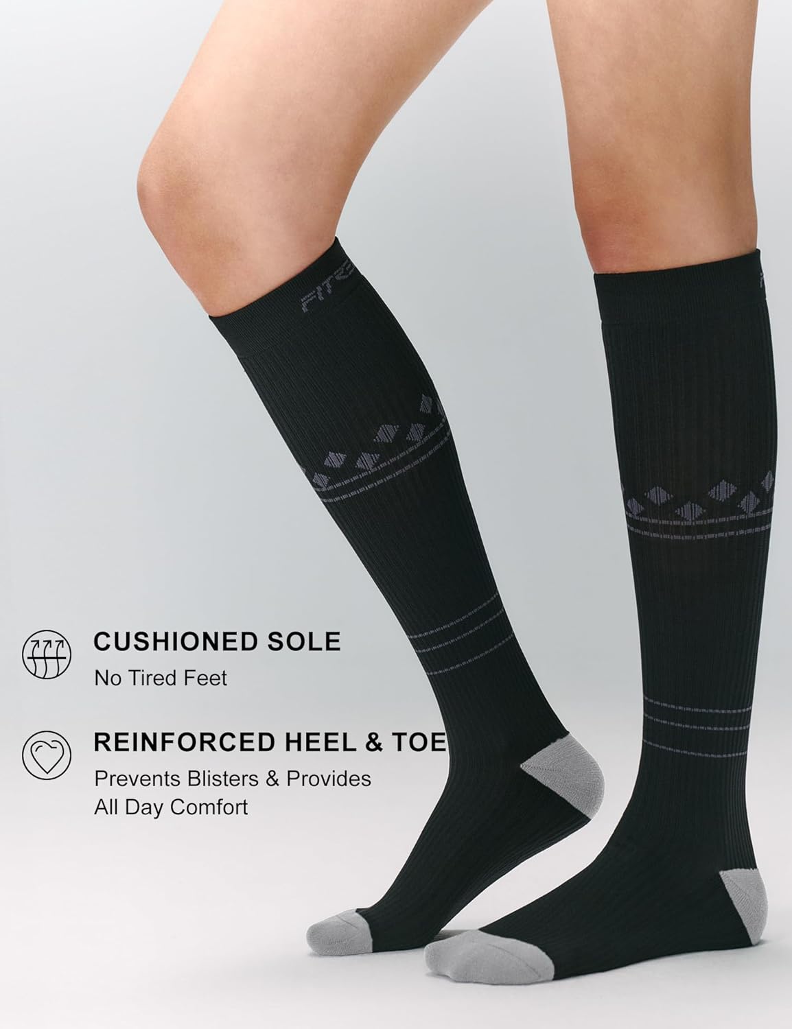FITRELL Compression Socks - 20-30mmHg Circulation Support for Men & Women | 3 Pairs