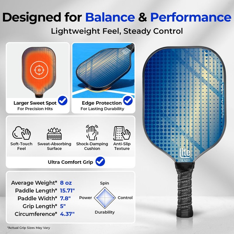 Carbon Fiber Pickleball Paddles Set of 2 – Lightweight Pickleball Paddle Rackets 2 Pack with 4 Pickleball Balls & Bag | Durable Pickleballs Starter Set Kit | Pickle Ball Paddles for Men, Women & Kids