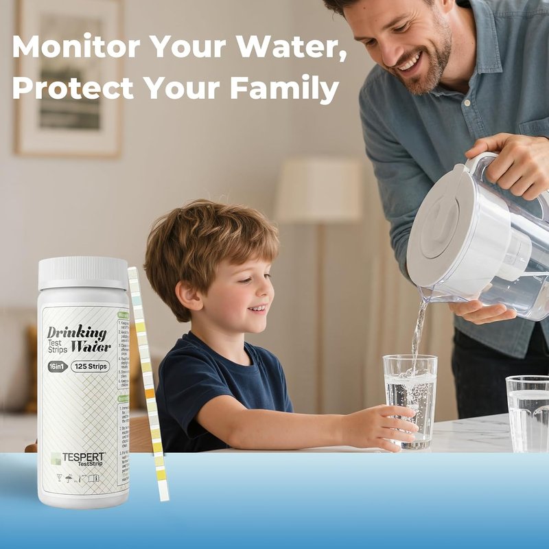 Drinking Water Test Strips - 16-in-1 Quick Screening for Hardness, pH, Iron & More | 125 Count