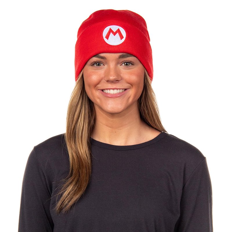 Nintendo Beanie | Super Mario Bros. Mario and Luigi Embroidered Patch 2-Pack Knit Cuffed Cold Weather Beanie Set for Men and Women Multicolored