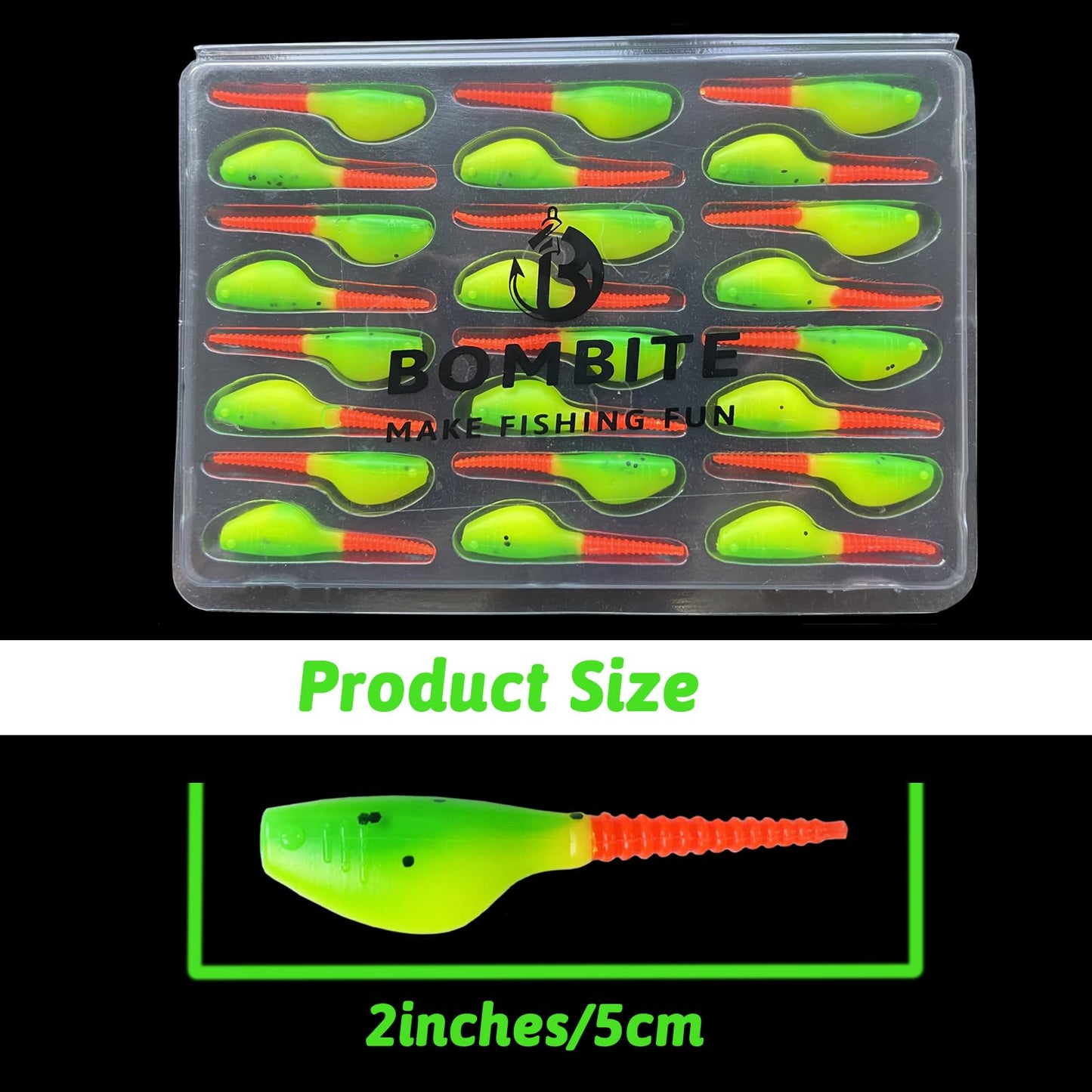 Bombite Crappie Lures Crappie Baits Kit Soft Plastic Lures for Trout Bass Panfish Bluegill 24 Packs