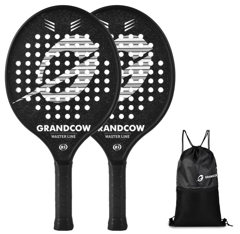 Platform Tennis Paddle Racket Pro Carbon Fiber Power Lightweight Paddles Padel Racquet (2pcs Black)