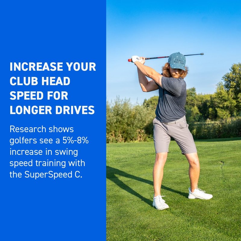 SuperSpeed Golf Counterweight Training Stick | Proven by Padraig Harrington | Increase Club Head Speed | One Club with Online Instructional Videos
