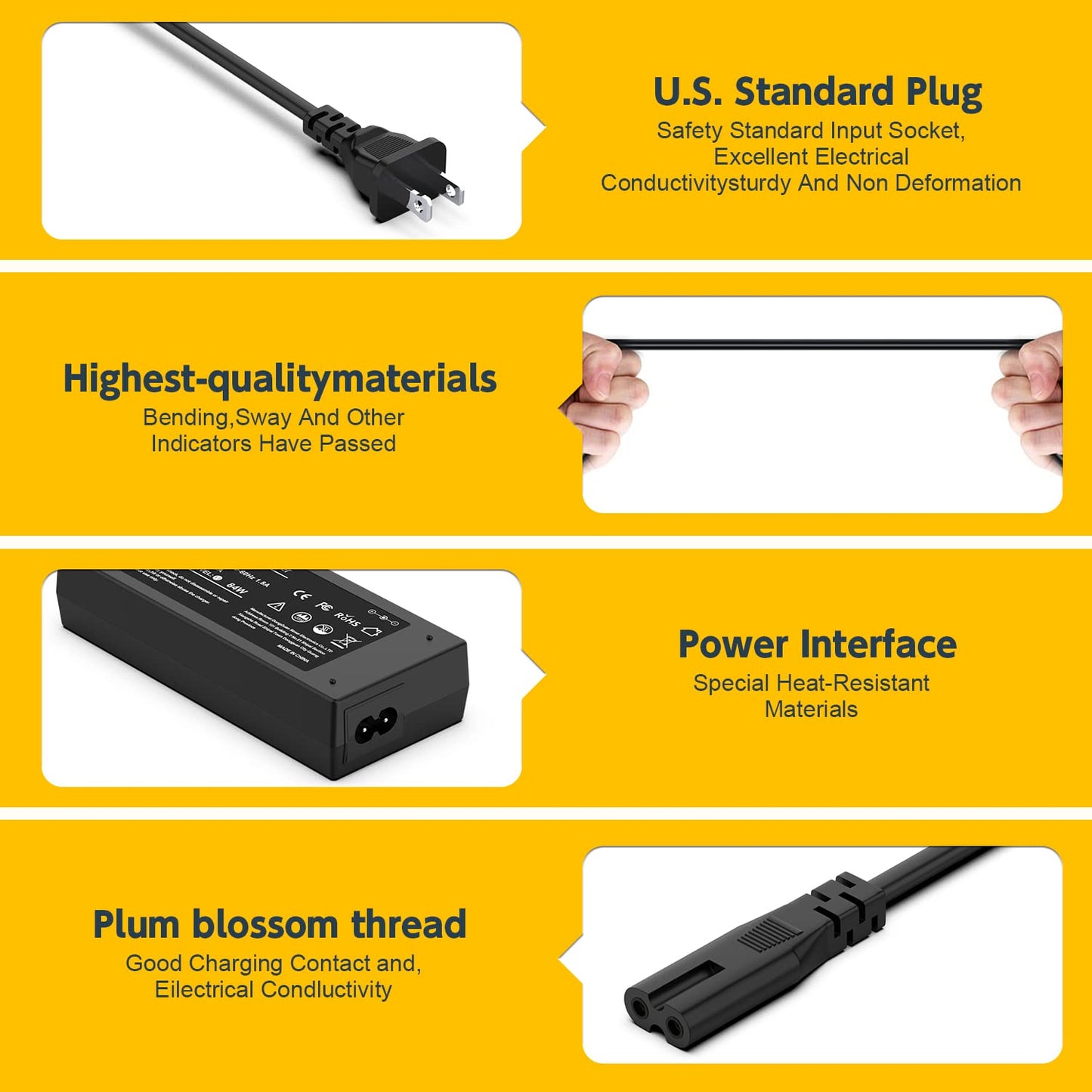 42V 2A Charger for ANCHEER 20" 250W Bike; 26" 250W/350W Bike; 27.5" 250W/350W Bike(NOT for 1000W)