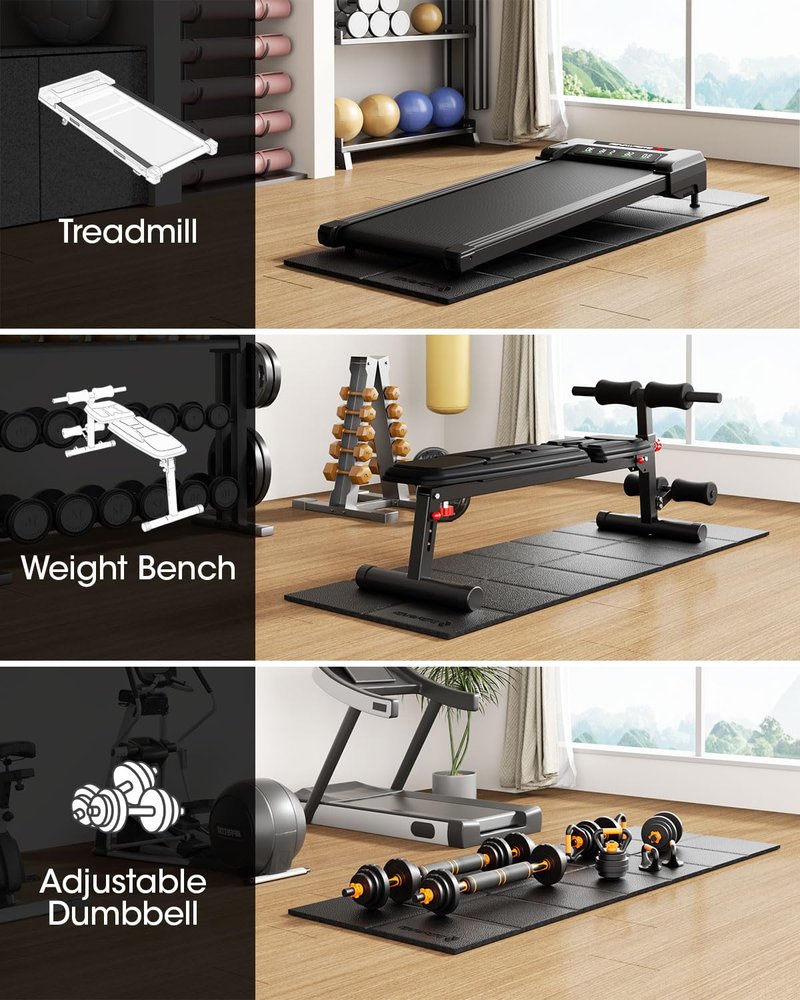 Stepwaver Walking Pad Mat for Carpet Floor, 68"x24", Treamill Mat for Hardwood Floors, High Density, 1/4 Thickness, Folable, Floor Protection Mats for Bike, Elliptical, Treadmill