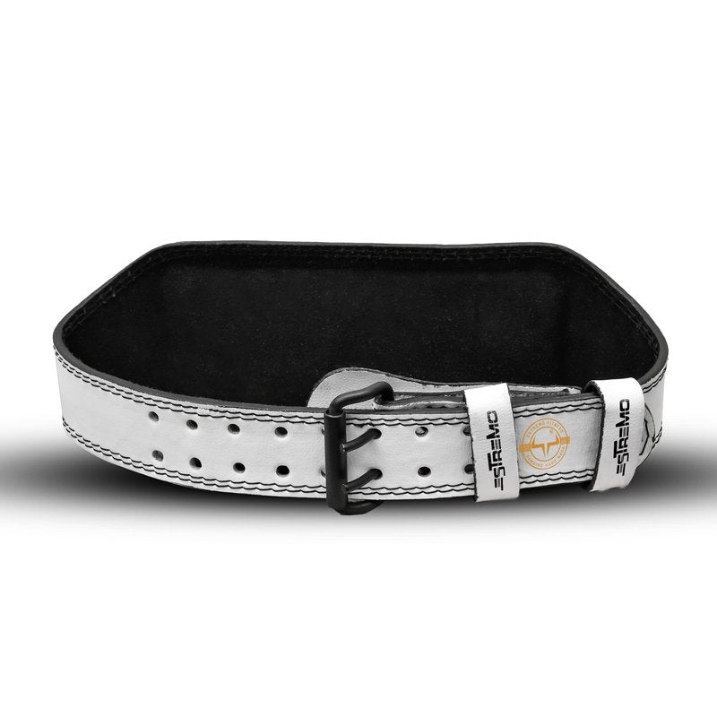Weight Lifting Belt Genuine Leather 6 Inches Wide Lifting Belt for Men and Women, Gym Belts for Weightlifting, Powerlifting and Deadlift, Gym Lifting Belt - Durable & Comfortable - White (Medium (28"-34"))