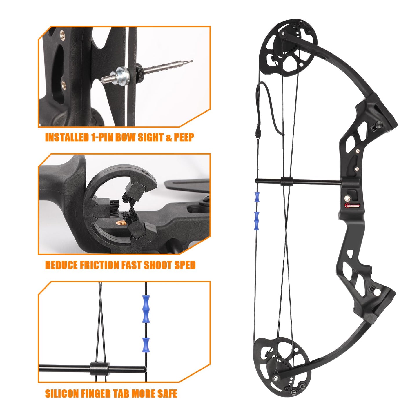 WUXLISTY Compound Bow and Arrow for Youth and Beginner, Archery Bow Set, 16-20 lbs Draw Weight, 17.3"-26" Draw Length (Black)