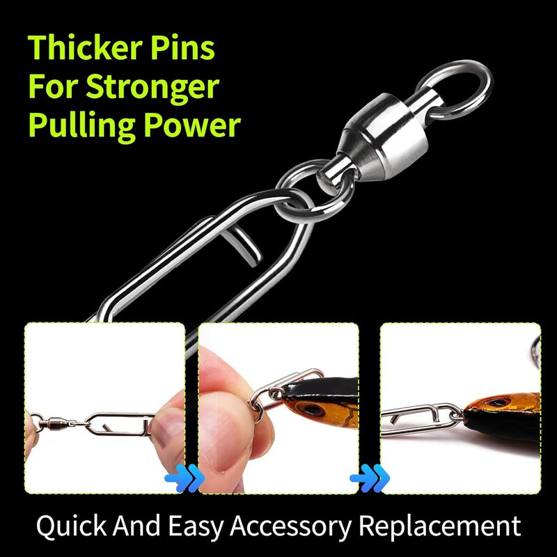 Fishing Swivels & Quick-Change Clips - 25 Pcs Pro Saltwater 360° Spin Stainless Steel Heavy-Duty Corrosion-Proof