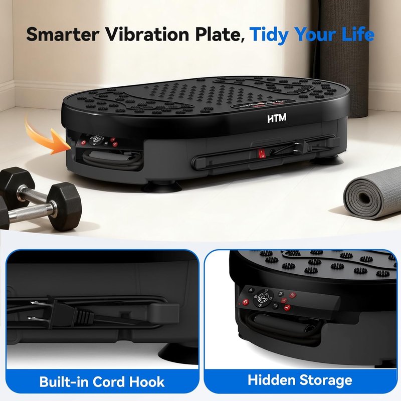 HTM Vibration Plate Exercise Machine - 9 Modes, 120 Speeds, Remote Control | 300 Lbs Capacity for Weight Loss & Home Fitness