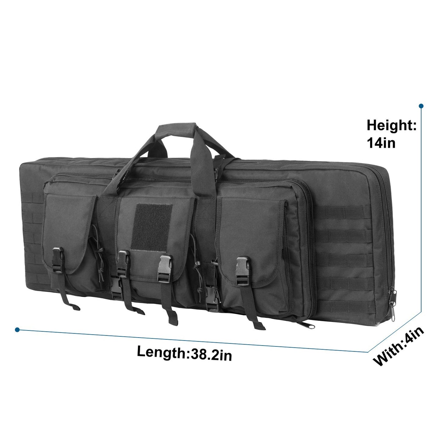 ZSearARMY Double Rifle Bag Firearm Transportation Long rifle Case Outdoor GUN Cases Water Dust Resistant Gun Bag for Tactical, Hunting, training, CS,Available Length in 38" Black