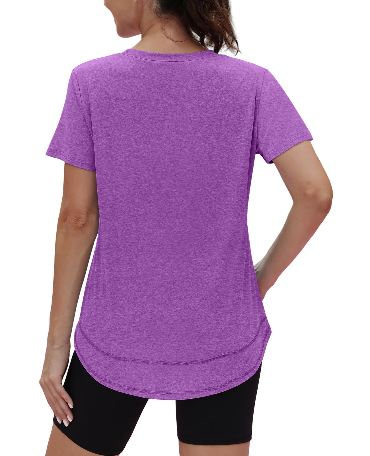 Spring Summer Tops for Women Short Sleeve Hiking Shirts Athleisure Golf Shirt Beach Fashion Curved Hem Loose Fit Blue XXL