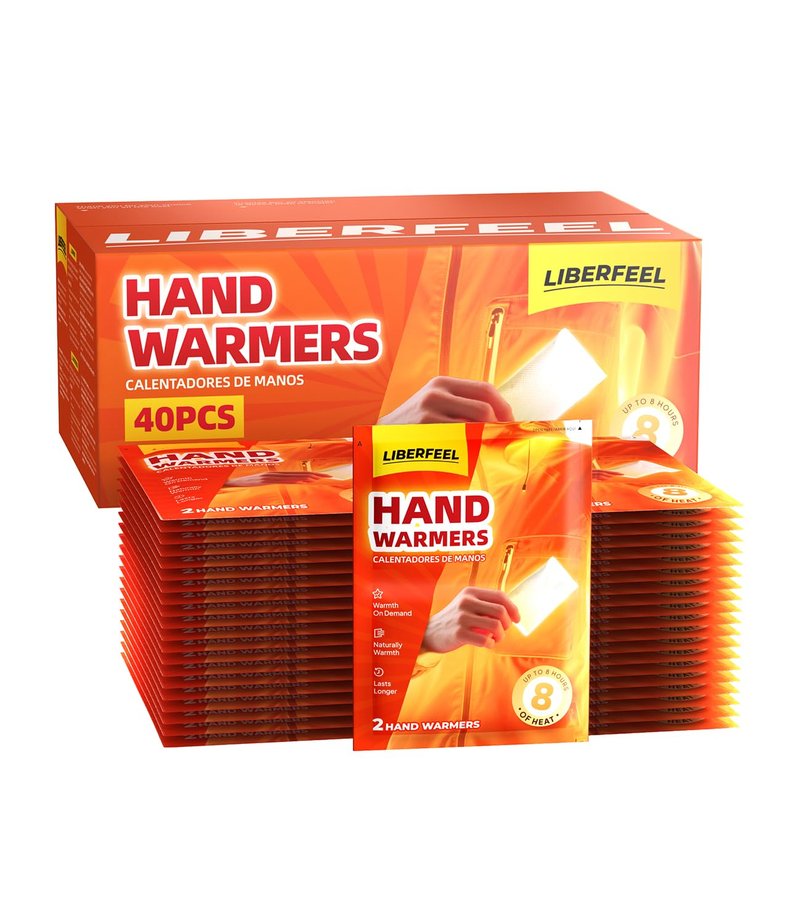 LIBERFEEL Hand Warmers Disposable 80/120 Warmers -Long-Lasting Up to 10 Hours for Warm Hand, Safe Natural Odorless Air Activated Warmers for Camping, Fishing, Winter for Men Women Kids (80)
