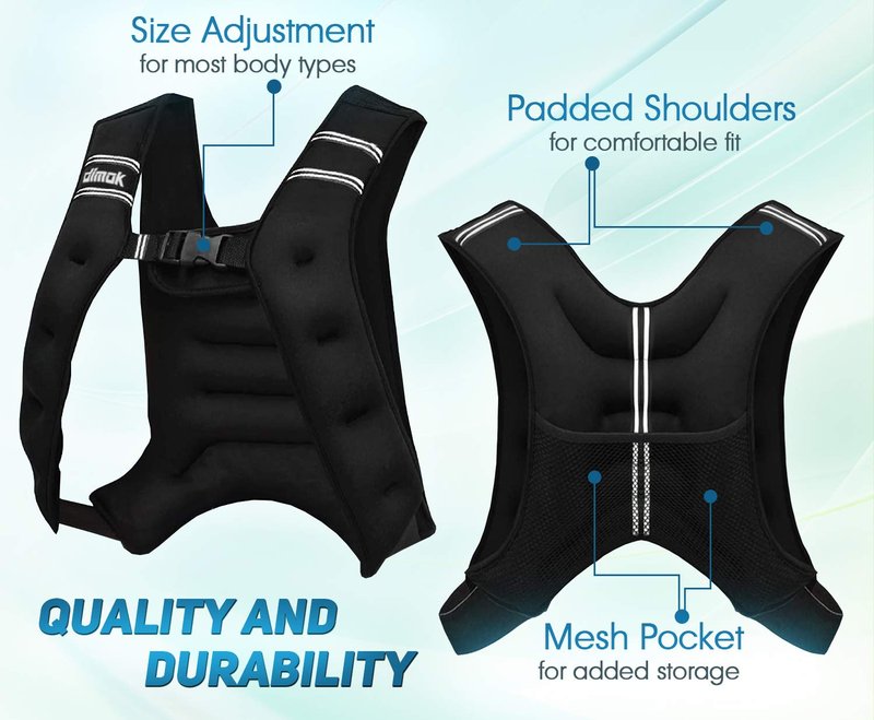 dimok Sport Weighted Vest 12 pounds Cardio Strength Training Workout Equipment Body Weight Vest for Running Walking Men Women Youth (12 LBS)