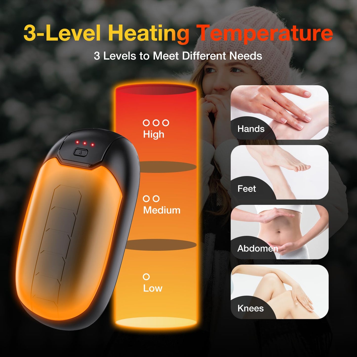 Magnetic Hand Warmers Rechargeable 2 Pack, QUIXOVA AI Electric Portable Pocket Heater Hand Warmers, 2 in 1 Reusable Handwarmers with AI Smart Chips, 12Hrs Long Safe Heat, Gifts for Christmas, Camping