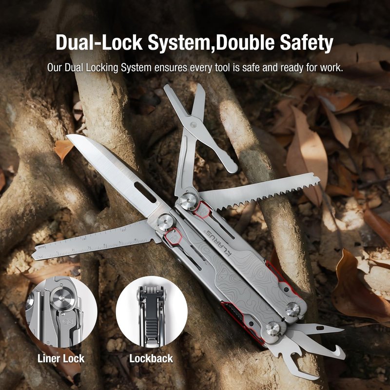 Klarus MT07 20-in-1 Multitool, Heavy Spring Pliers, Topographic Texture Finish, Dual Lock System, High-Carbon Stainless Steel, Includes Nylon Sheath – Pocket Tool for EDC, Outdoor, and Gifts