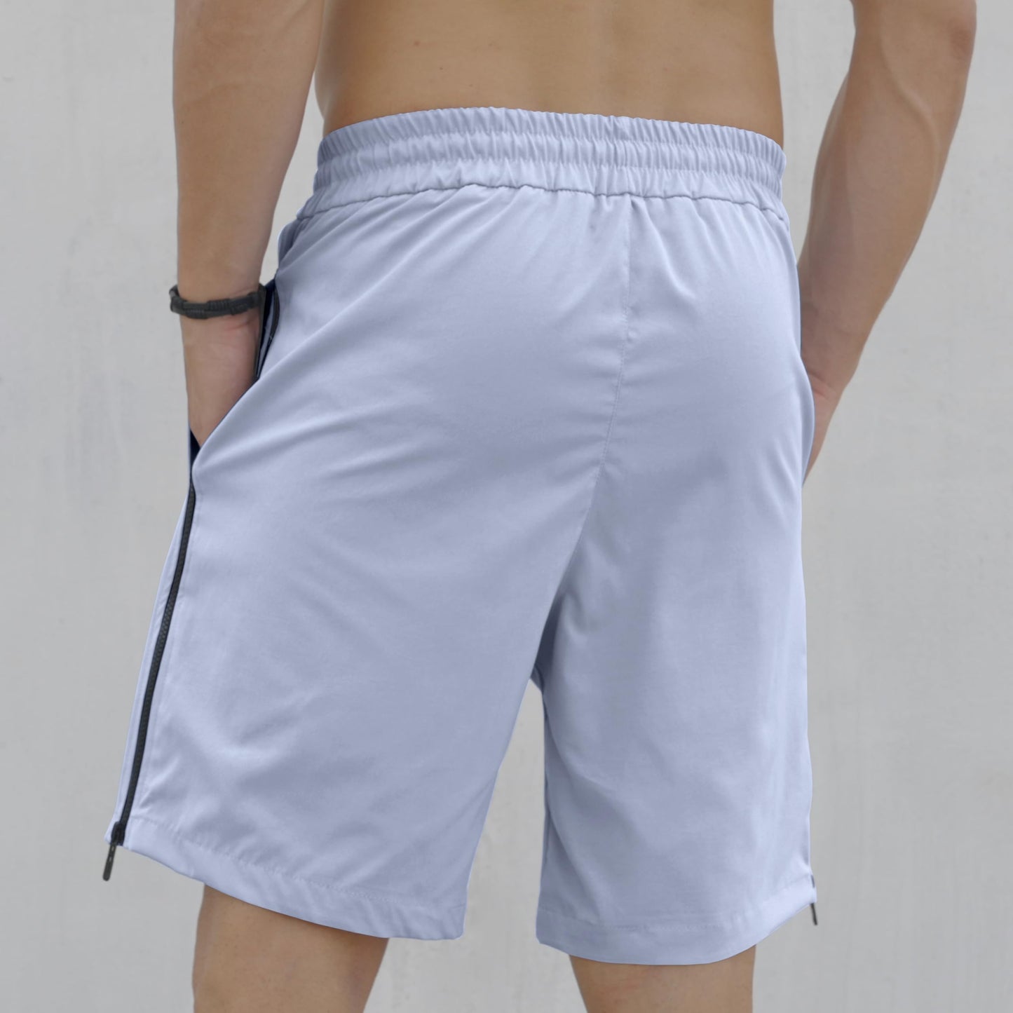 ZOCANIA Mens Casual Shorts Side Zipper Beach Gym Short Pants Elastic Waist Drawstring Shorts with Pockets Blue