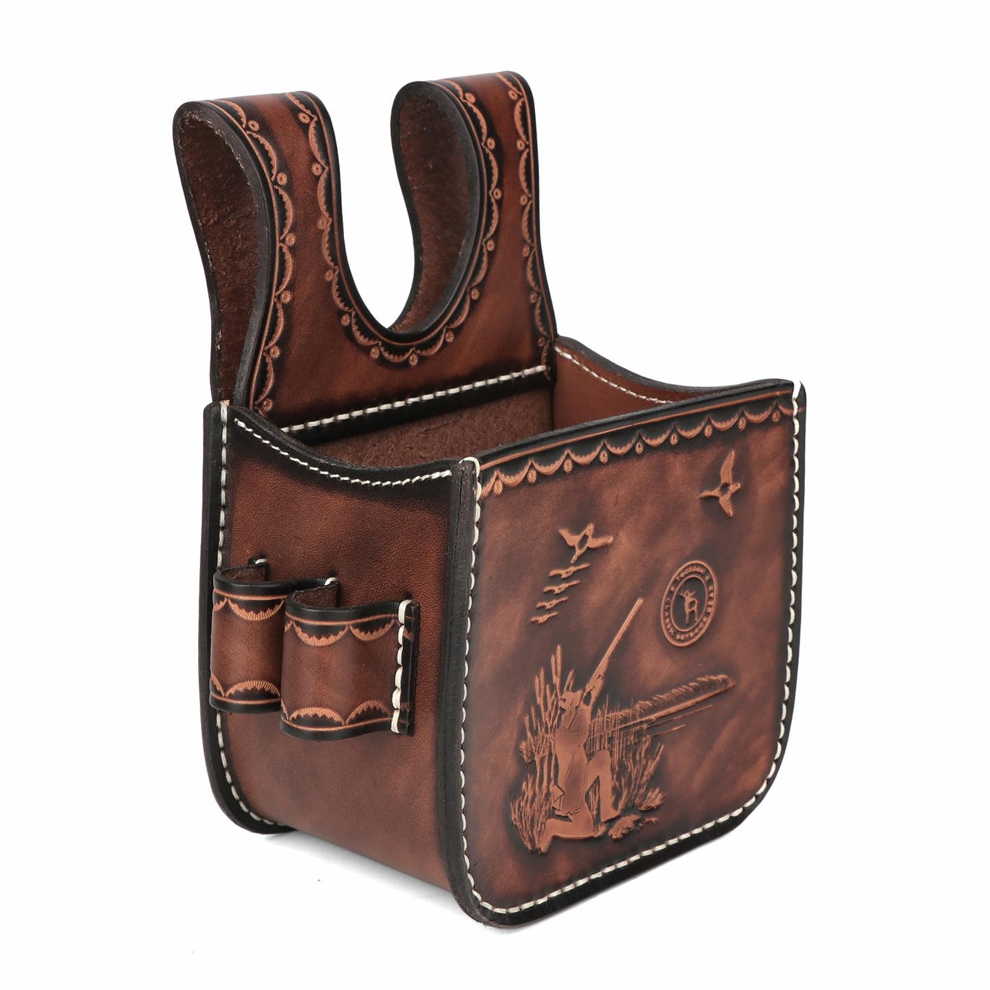TOURBON Leather Shotgun Shell Pouch for Clay, Trap and Skeet Shooting