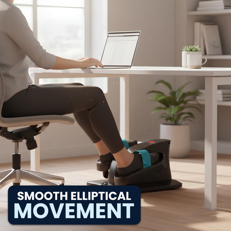 Under Desk Elliptical Machine – Electric Seated Pedal Exerciser for Seniors & Adults, Quiet Ellipse Leg Exerciser with 12-Speed Corded Electric Control, Remote, LCD Foot Pedals for Home Office Workout
