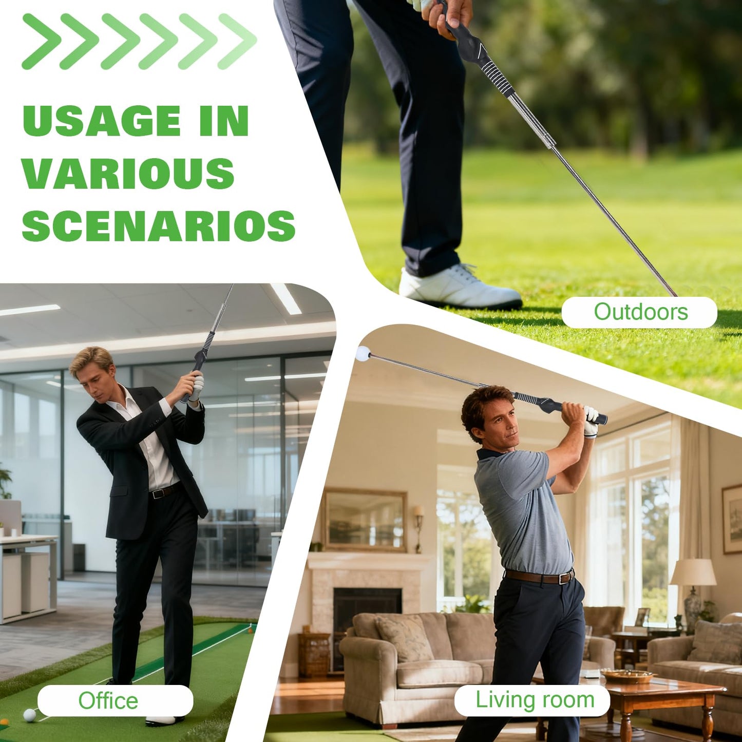 Crystalberry Retractable Golf Swing Training Aid Golf Training Aid for Warm-Up Portable Golf Swing Trainer Golf Accessories Strength & Tempo Training for Chipping Hitting