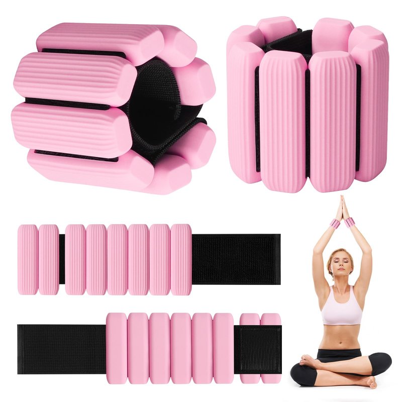Wrist Weights, Adjustable Wrist Ankle Weights for Women and Men (1 lb Each), 2Pack Wearable Silicone Bracelets SuitableSuitable for Walking, Yoga, and Gym, Arm & Leg Workout, 2lb (Pink)